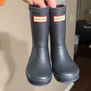 Hunter Kids Navy Waterproof Rain Boots with Logo
